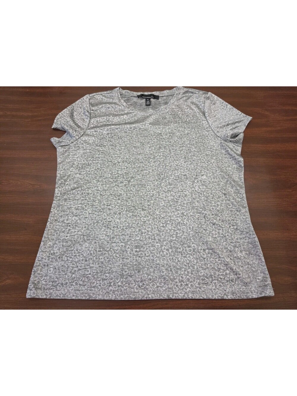 White House Black Market XL Gray Burnout Slub Tee Short Sleeve Casual Top Luxe
